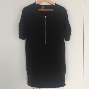 Black silk shirt dress